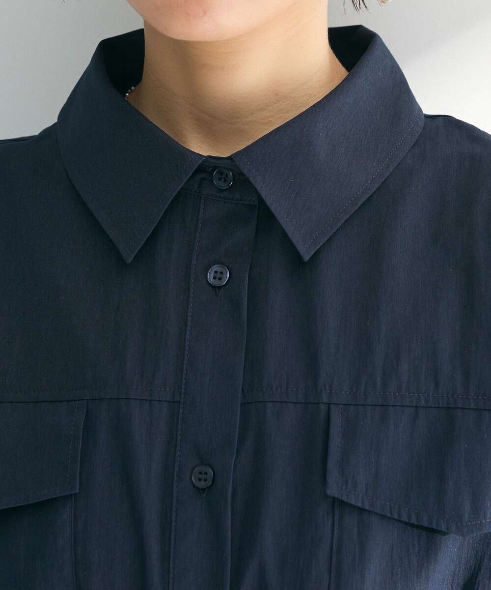 Green Parks ミディ丈ミリタリーシャツワンピース 