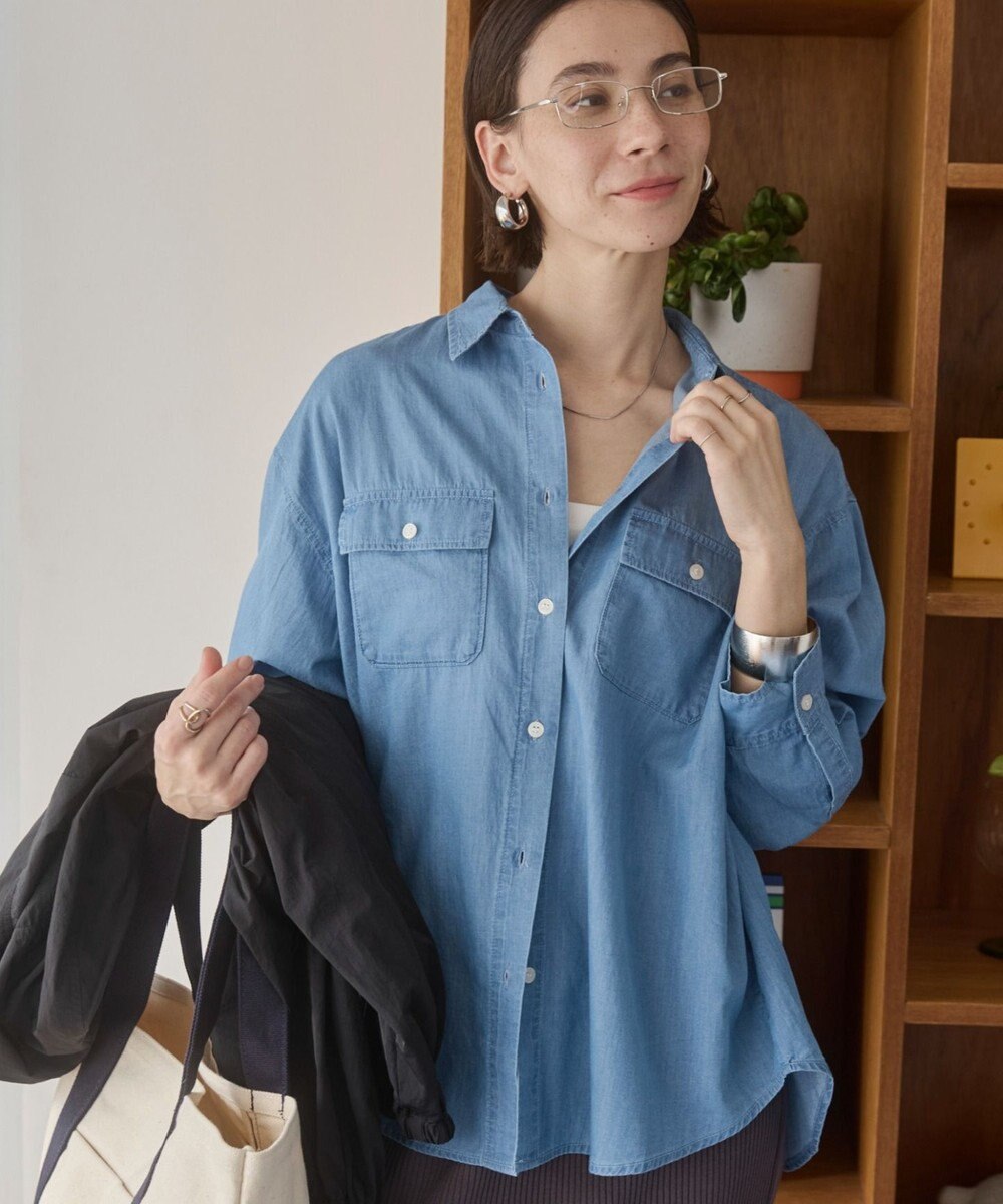 WEGO 【ANGIE VINTAGE】シアーデニムレギュラーカラーシャツ 