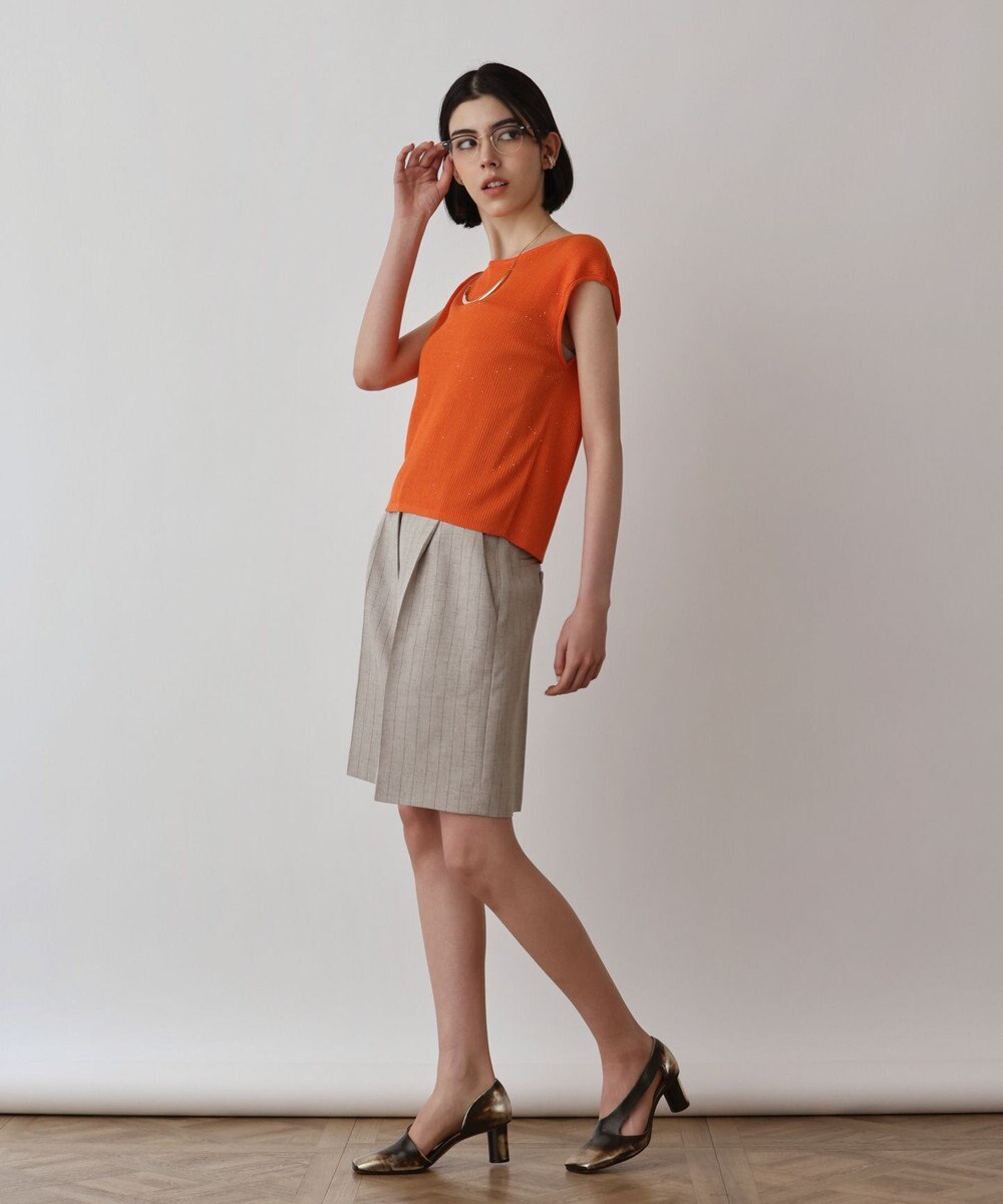 GRACE CONTINENTAL スパンコールリブトップ 