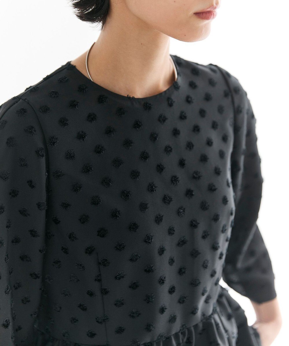 #Newans 【洗濯機可】ジャガ―ドドットペプラムブラウス 