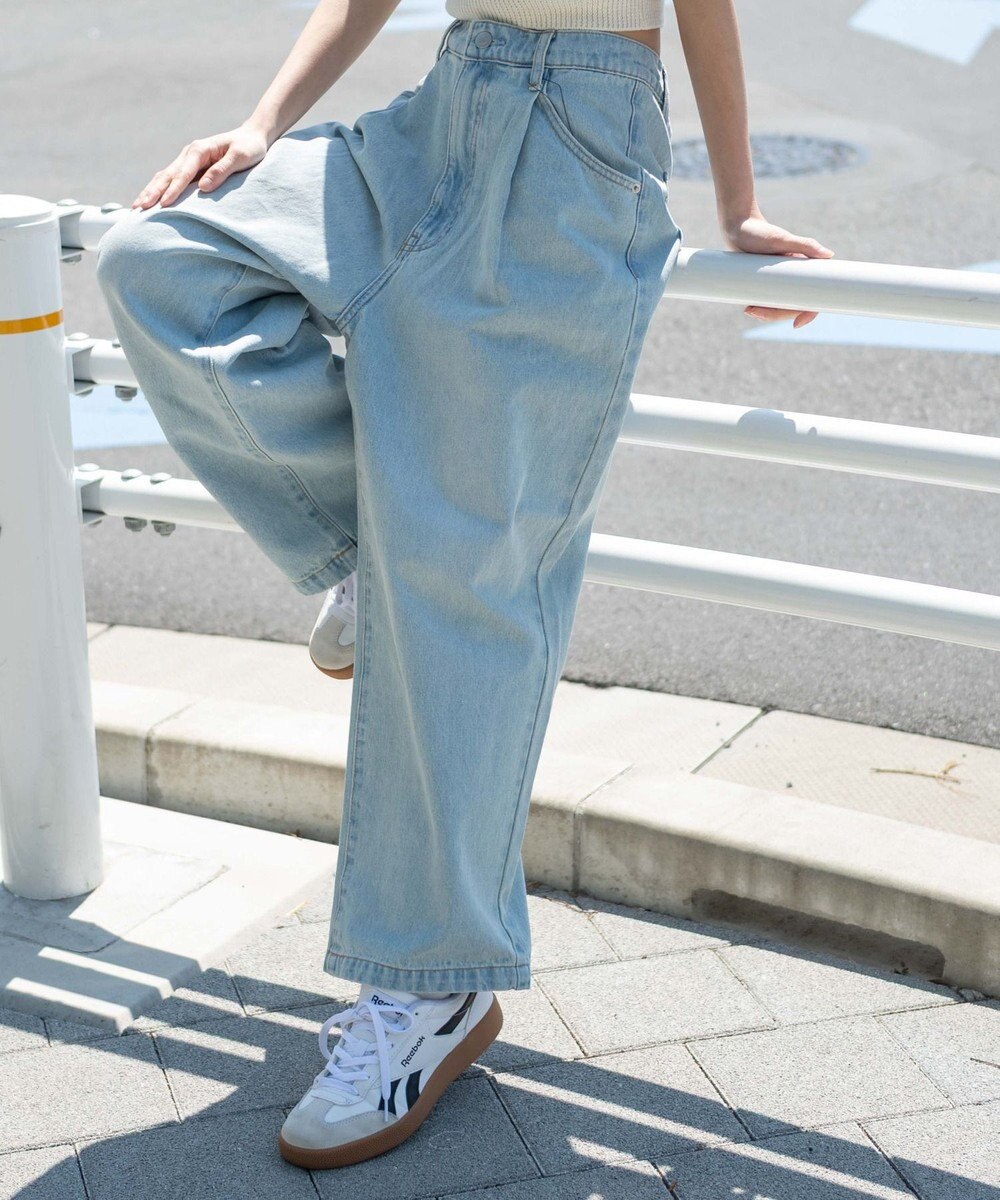 WEGO 【ユニセックス着用ITEM/SMLサイズ展開】ルーズテーパードデニムパンツ 