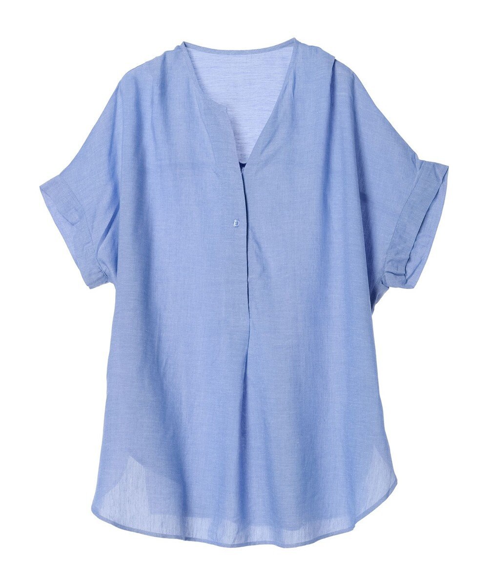 Green Parks リネンレーヨン前立てブラウス 