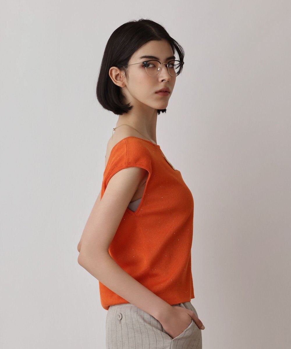 GRACE CONTINENTAL スパンコールリブトップ 