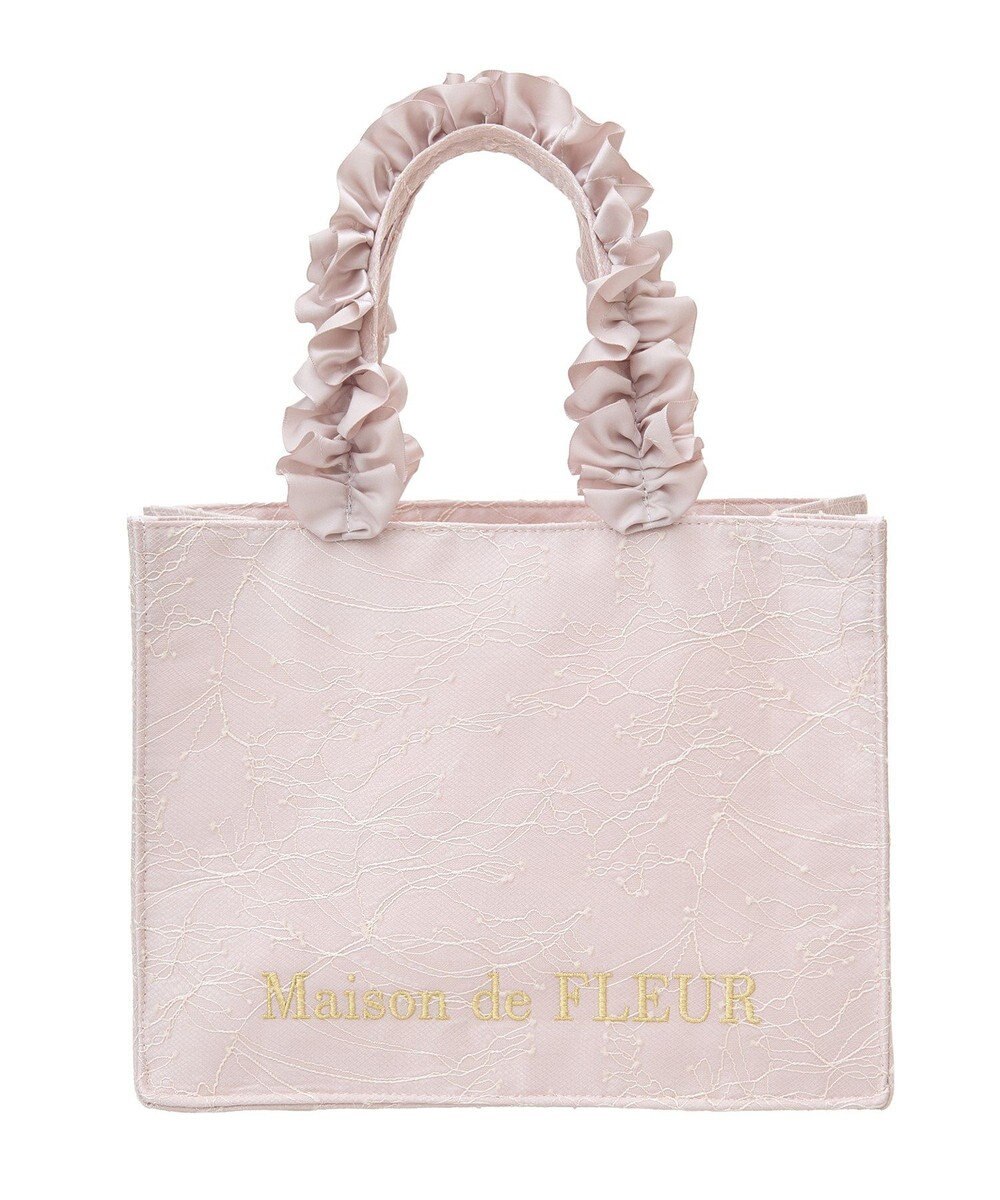 Maison de FLEUR レースフリルハンドルスクエアトートＳバッグ 