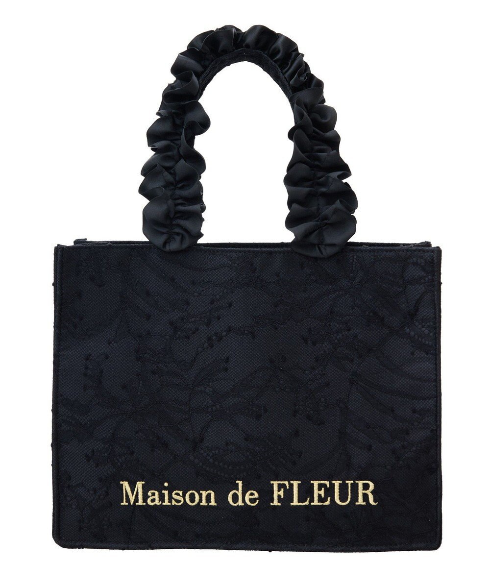 Maison de FLEUR レースフリルハンドルスクエアトートＳバッグ 