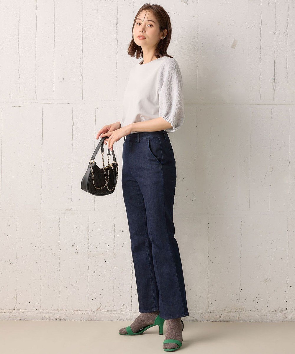 組曲 【洗える】レリーフスリーブジャージー カットソー 