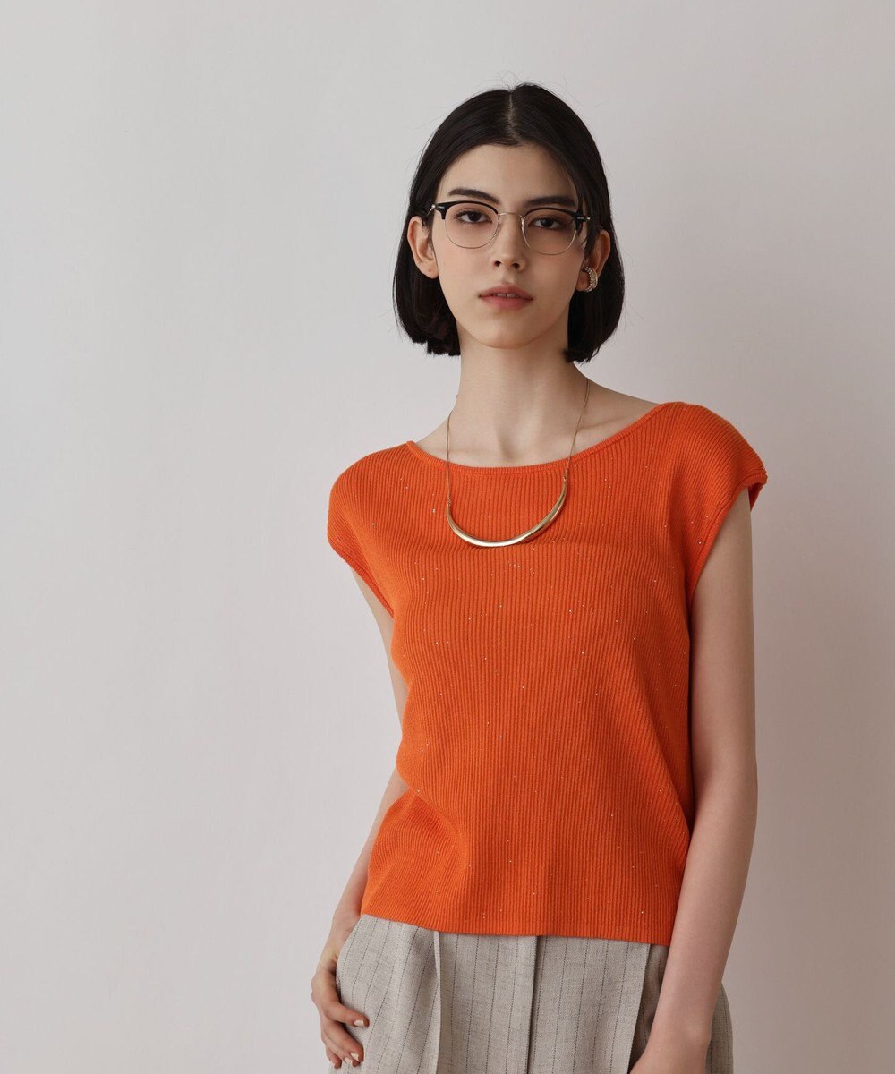 GRACE CONTINENTAL スパンコールリブトップ 