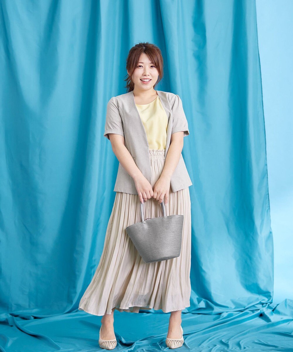 Tiaclasse 【洗える】  麻調半袖ジャケット 