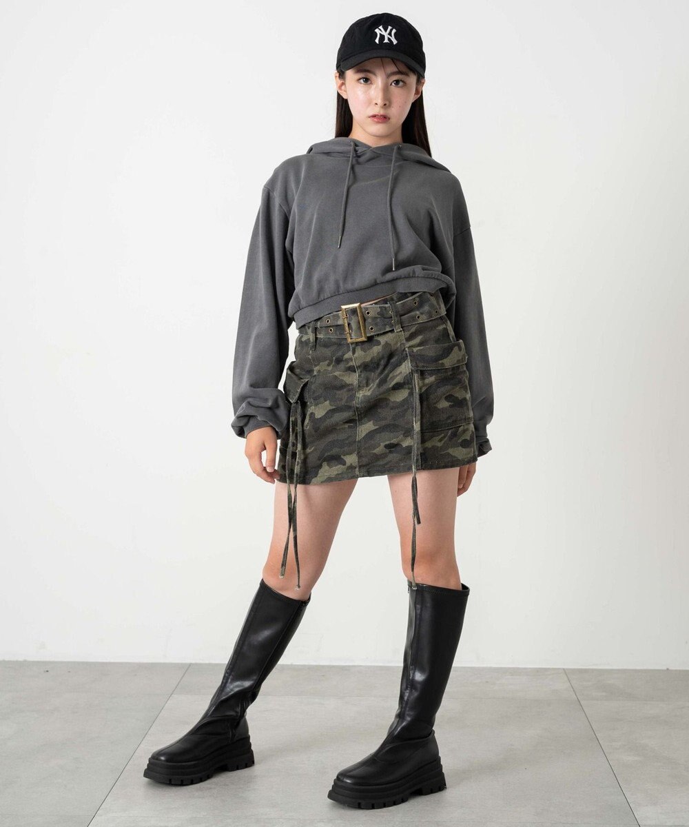 WEGO ピグメントショートグラフィックプルパーカー 