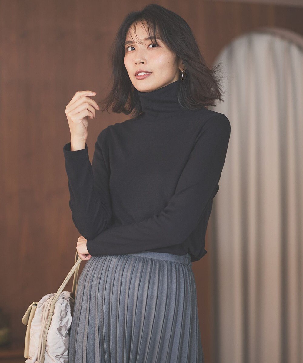 ANY 【洗濯機可】ソフトタッチリブタートルネック 