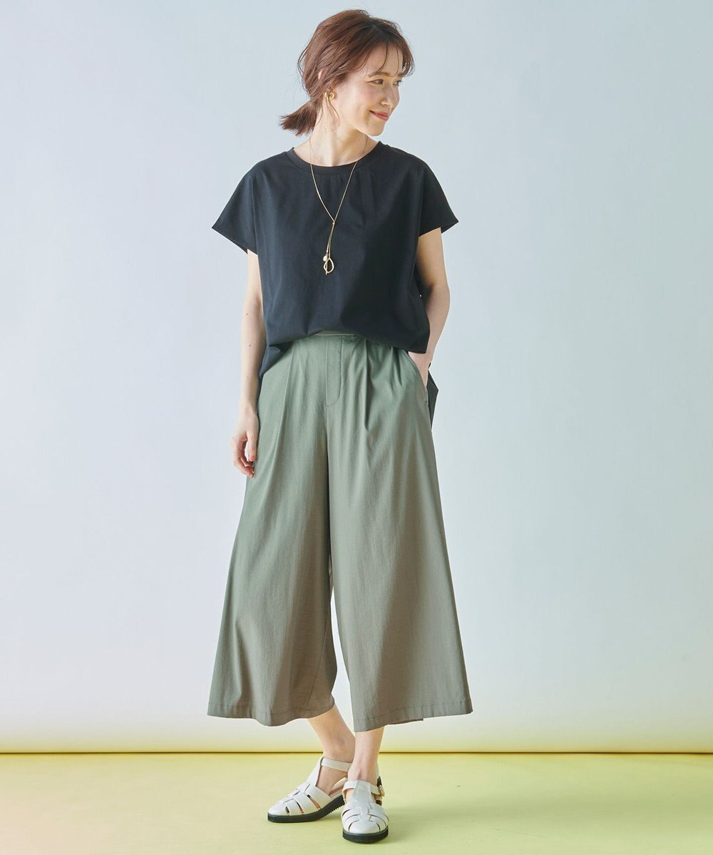 ANY L 【吸水速乾/シワになりにくい/アンチピリング】バックフレアフレンチスリーブカットソー 