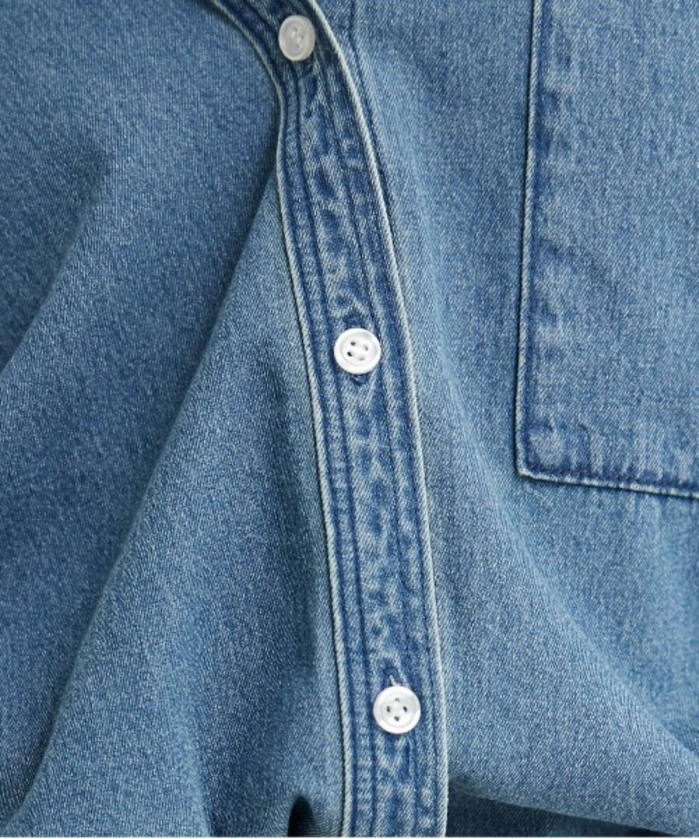 WEGO 【ANGIE VINTAGE】オーバーサイズ バンドカラー デニムシャツ 