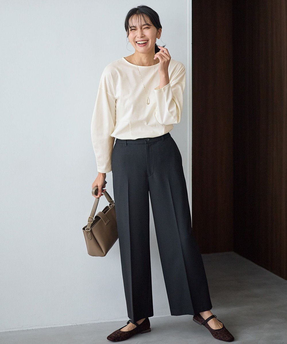 ANY L 【洗濯機可/ストレッチ/ウエストゴム/裏起毛】マルチファンクションストレッチワイドパンツ 