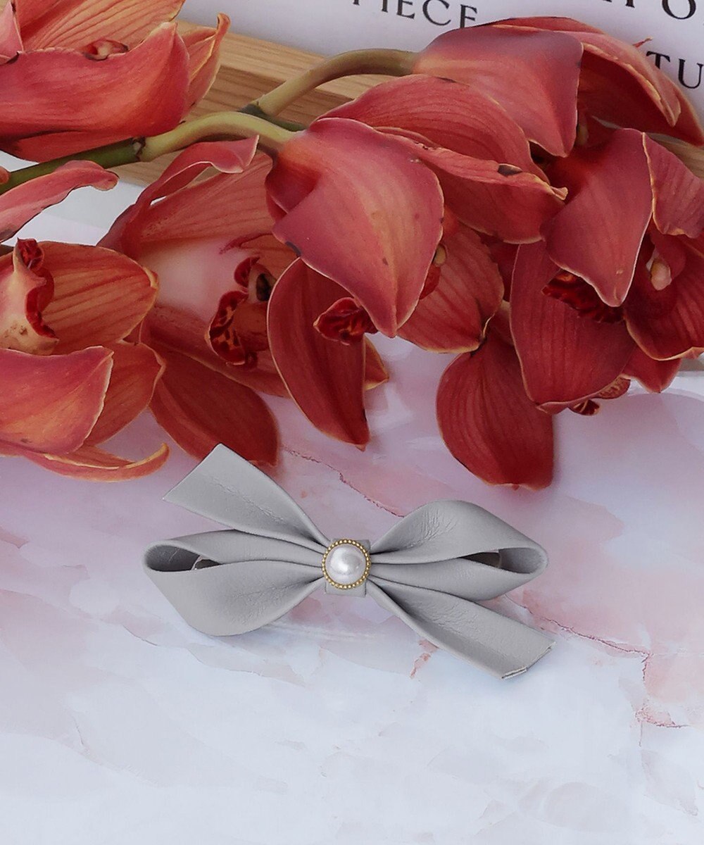 Tiaclasse 【2TYPE/ゴム＆クリップ】レザーリボンヘアアクセサリー 