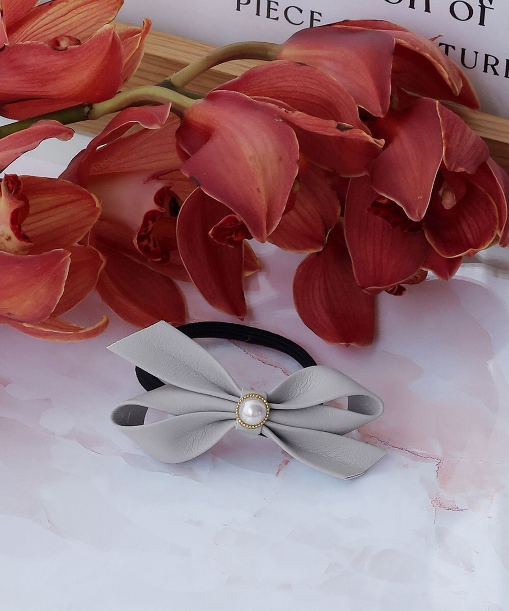 Tiaclasse 【2TYPE/ゴム＆クリップ】レザーリボンヘアアクセサリー 