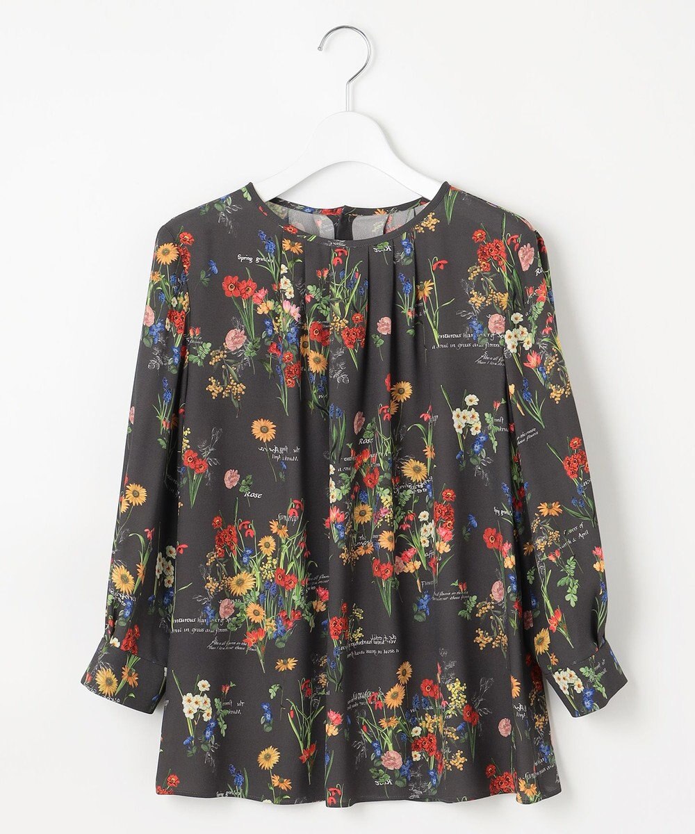 自由区 【洗える】フラワーガーデンプリント ブラウス 