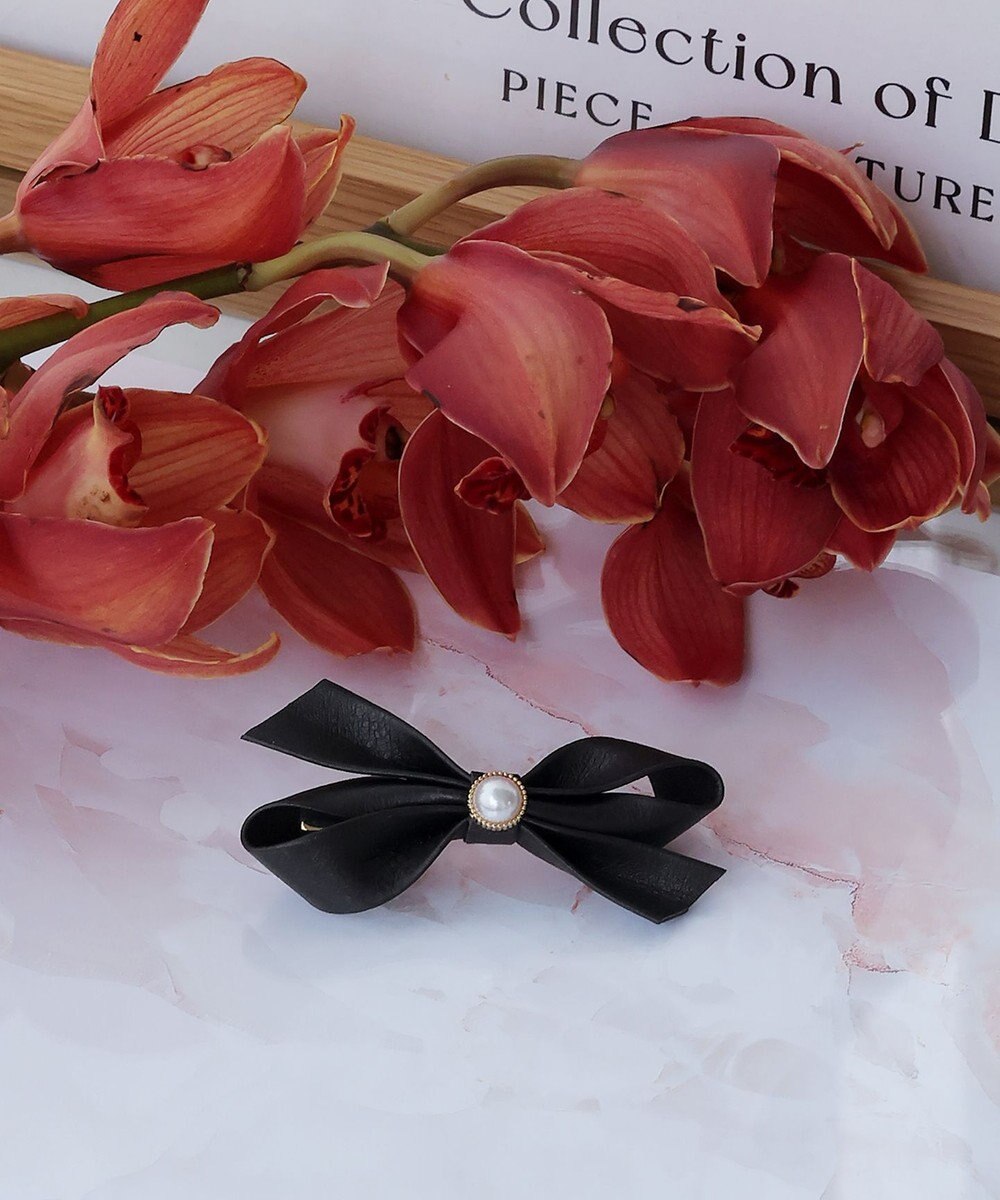 Tiaclasse 【2TYPE/ゴム＆クリップ】レザーリボンヘアアクセサリー 