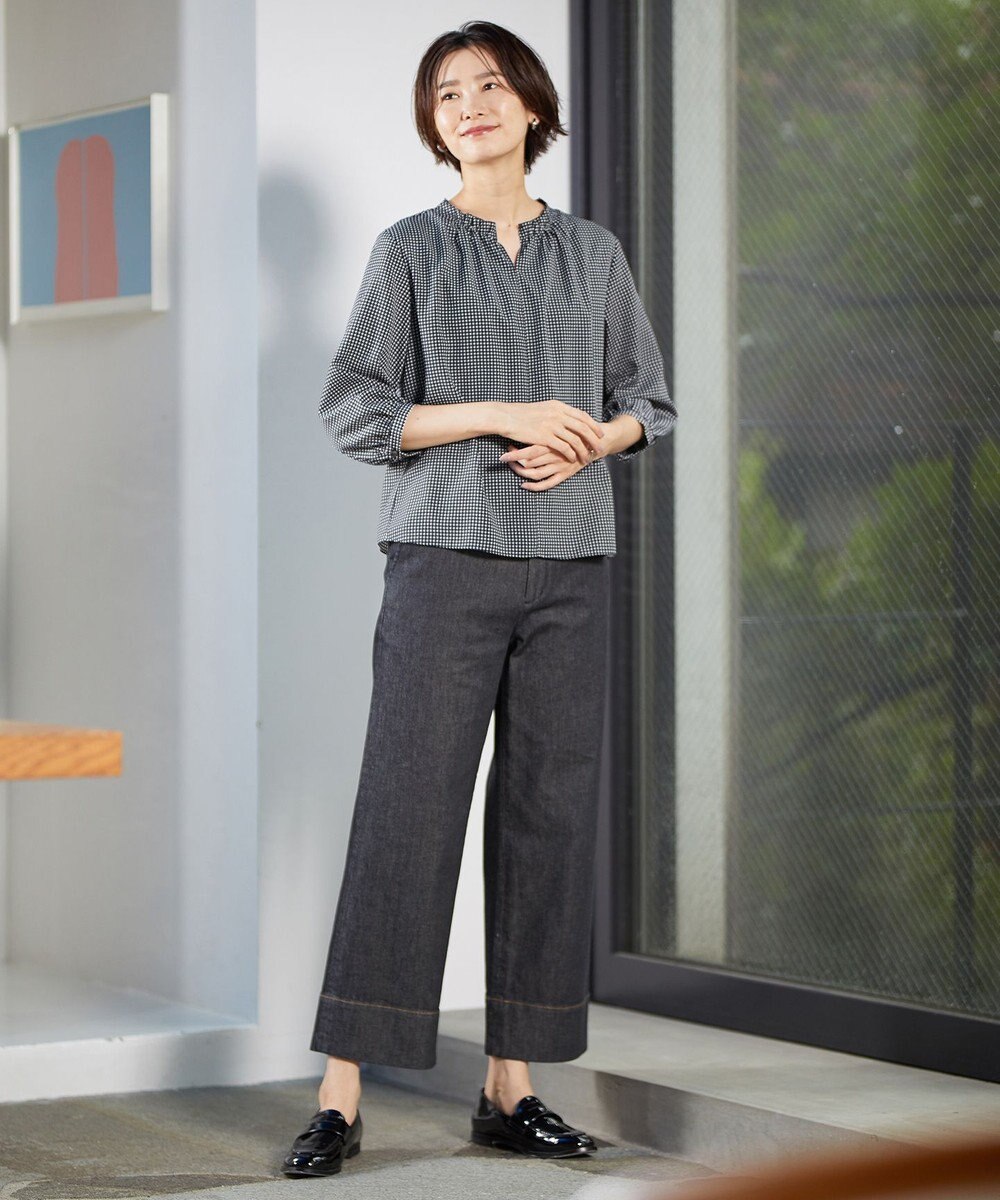 J.PRESS LADIES L 【洗える】 10oz Stretch Denim セミワイド パンツ 