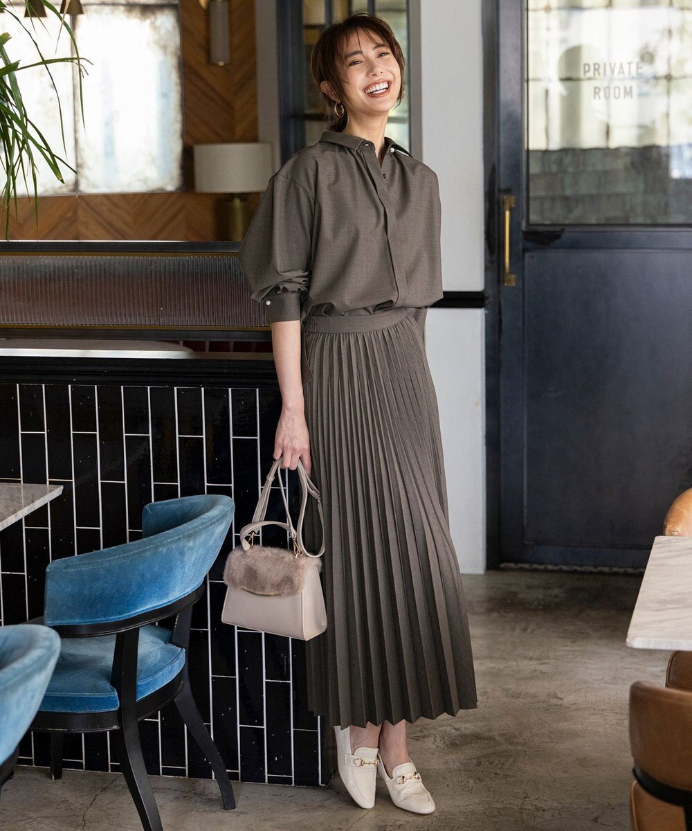 ANY SIS 【UVカット・アンチピリング・洗える】ウーステッドエステル  プリーツスカート 