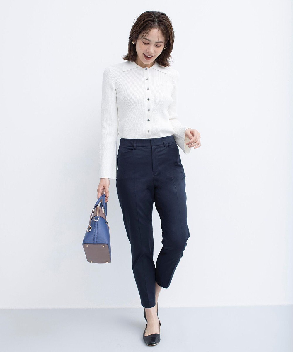 組曲 【WEB限定】サテンストレッチ クロップドパンツ 