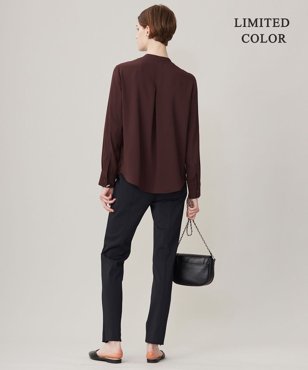 ICB 【接触冷感・UVケア・速乾・洗える】BackSatinAmunzen バンドカラーブラウス 