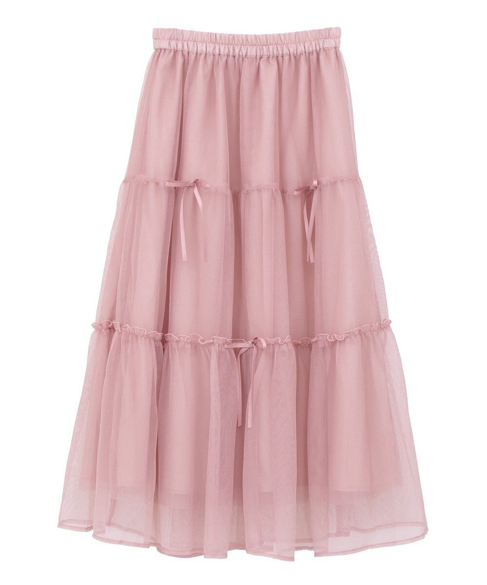 earth music&ecology リボンチュールティアードスカート 
