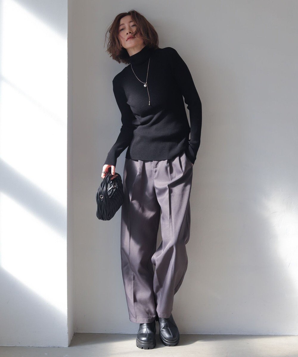 WEGO 【2025年秋冬新作】リブタートルニット 