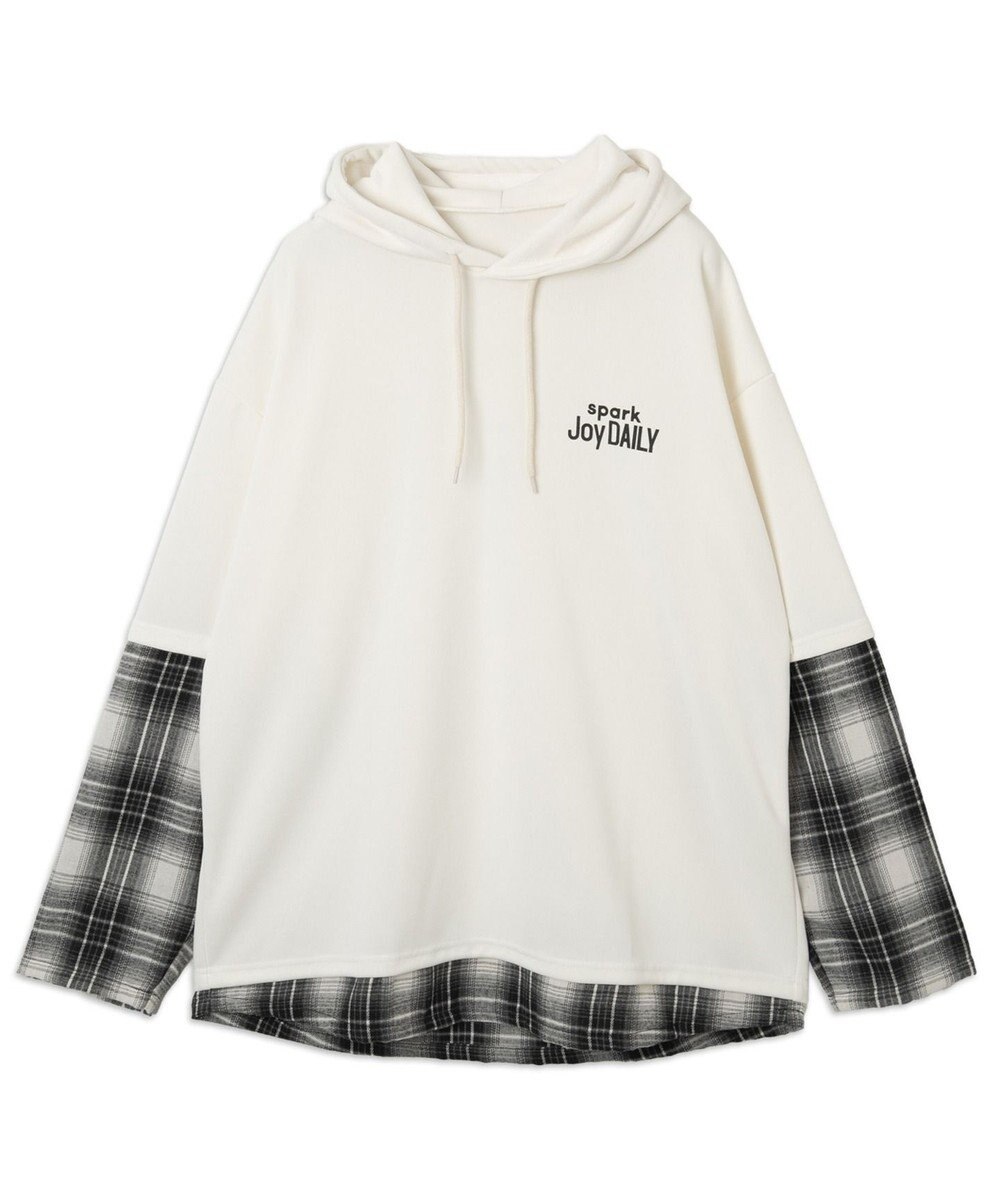 WEGO チェックレイヤードパーカー 