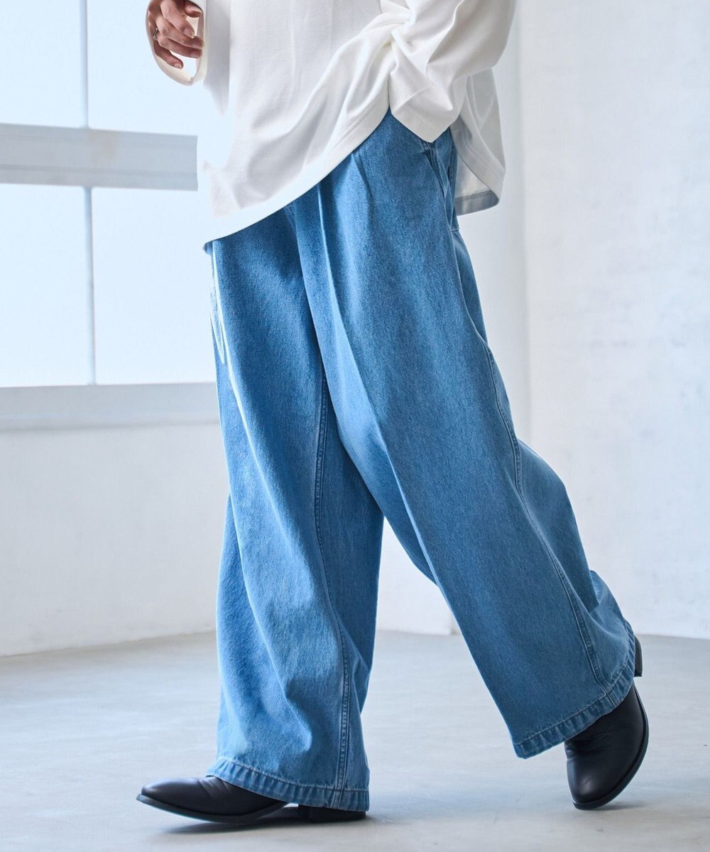 WEGO 【ウエストゴム】スーパーバギーデニムスラックス 