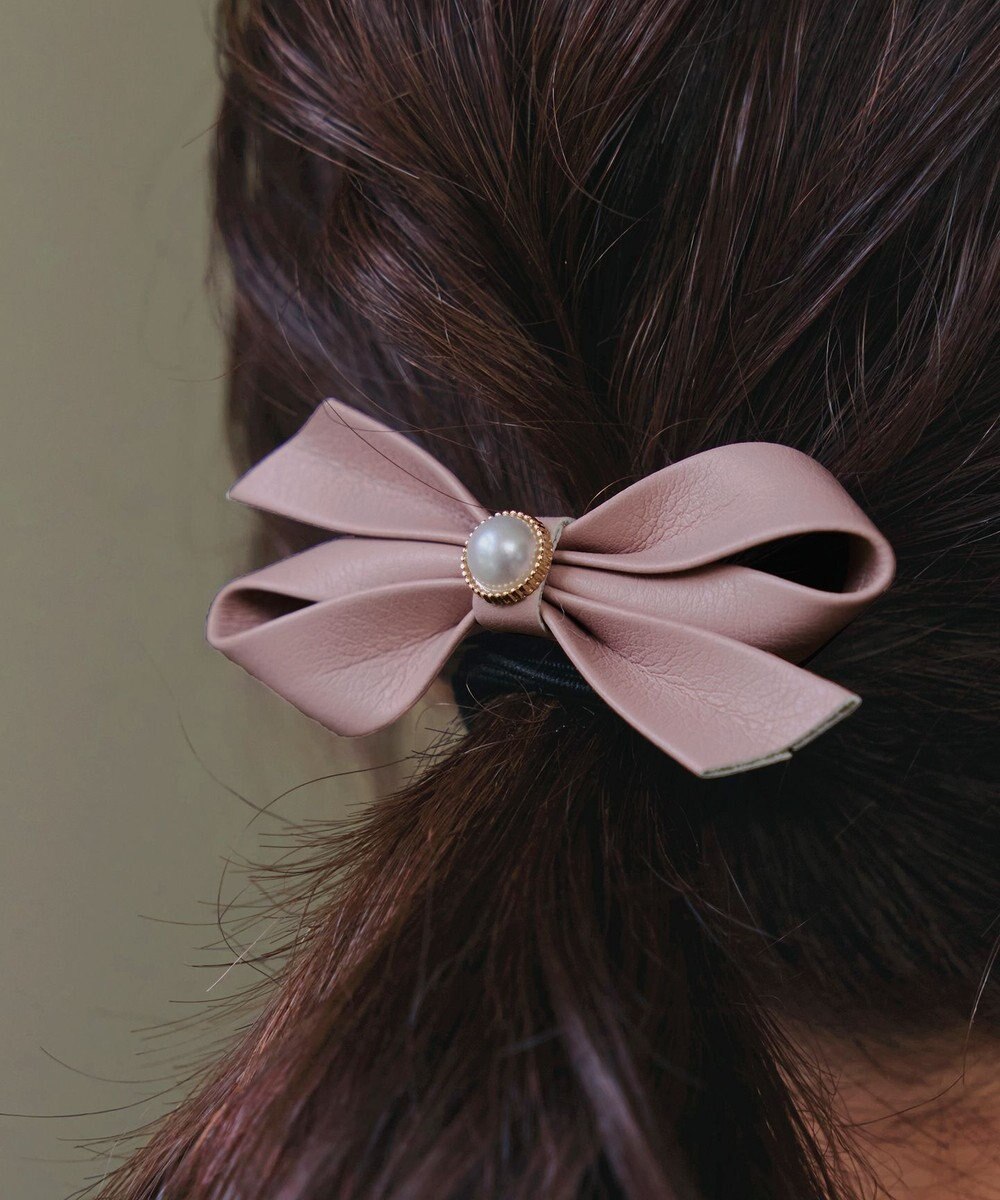 Tiaclasse 【2TYPE/ゴム＆クリップ】レザーリボンヘアアクセサリー 