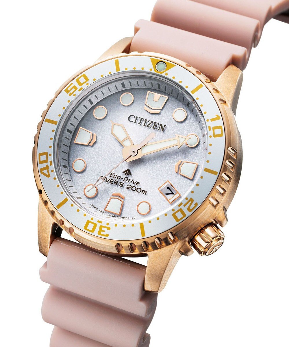 CITIZEN 【ウォームゴールド・ピンクの華やかダイバー】200ｍ潜水用防水 ケース系37mmのボーイズサイズウオッチ 