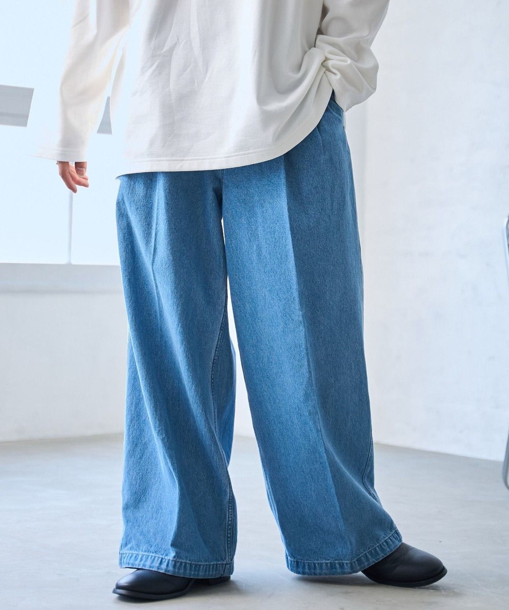 WEGO 【ウエストゴム】スーパーバギーデニムスラックス 