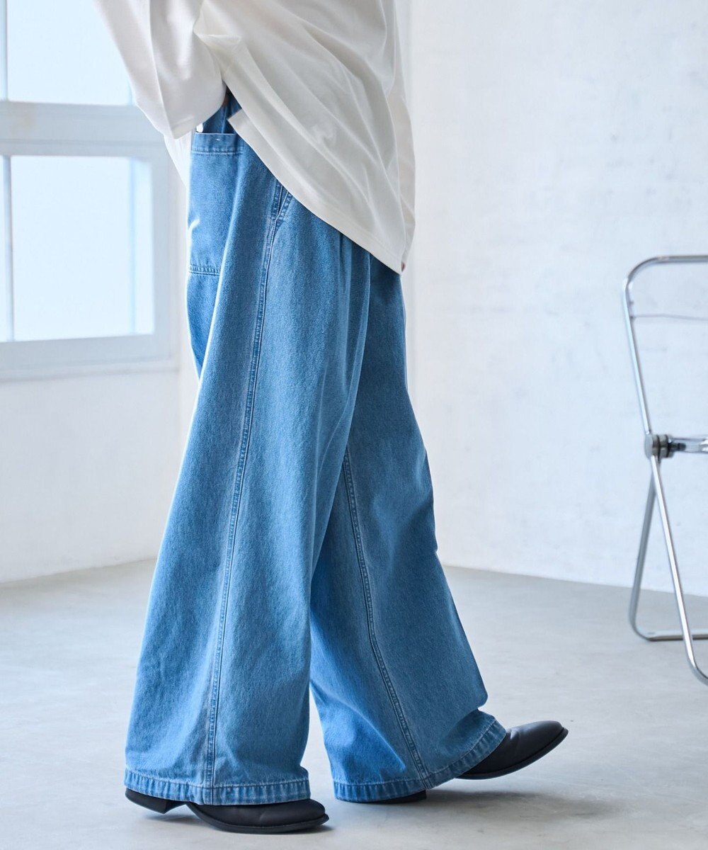 WEGO 【ウエストゴム】スーパーバギーデニムスラックス 