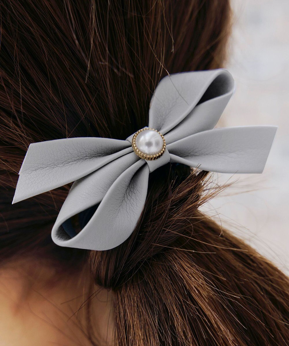 Tiaclasse 【2TYPE/ゴム＆クリップ】レザーリボンヘアアクセサリー 