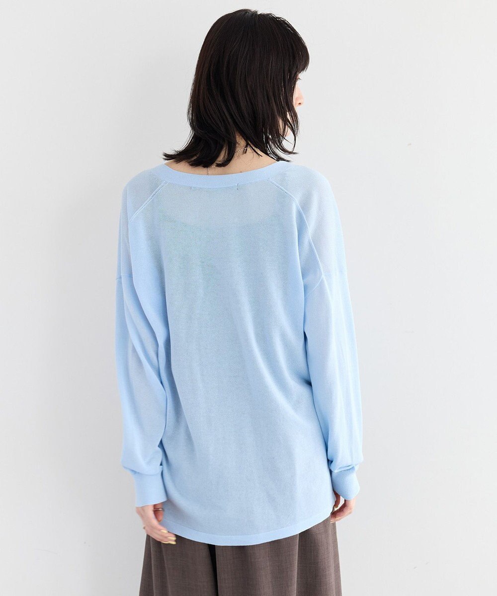 YECCA VECCA ハイゲージミドル丈Vネックカーディガン 