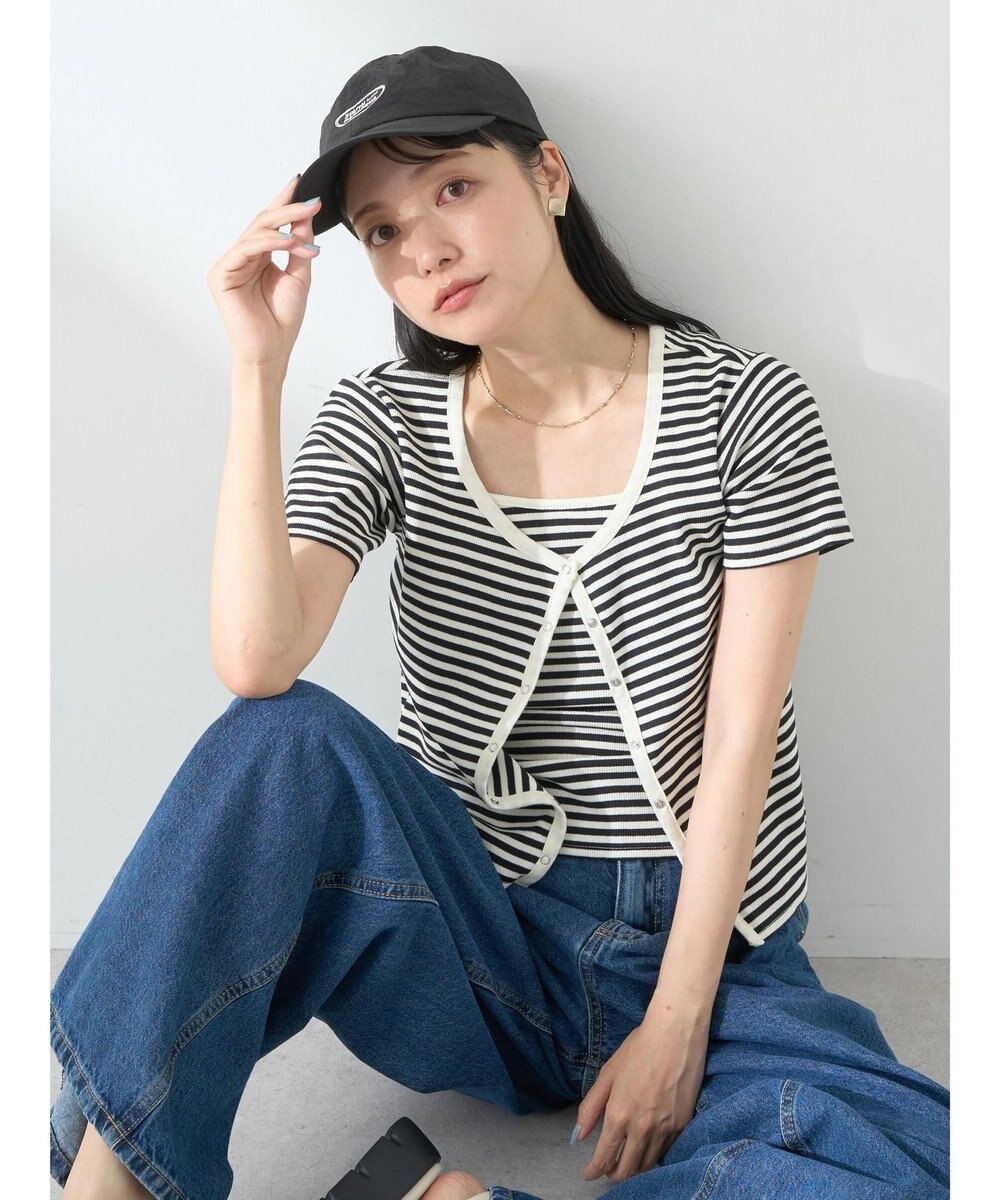 earth music&ecology ＳＥＴ２点ボーダーカーディガン＋キャミ 