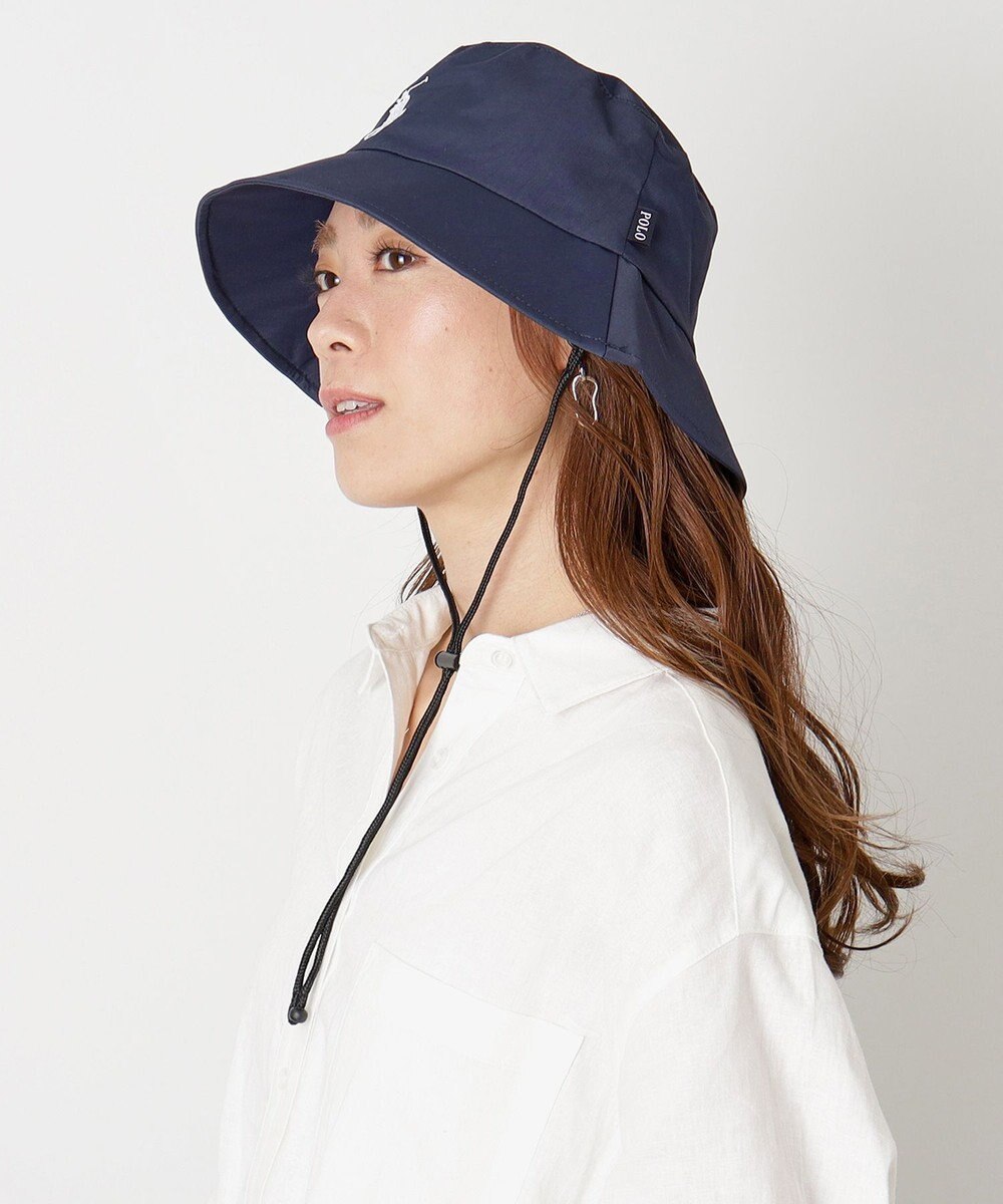 MOONBAT 【WEB限定/遮光/撥水】POLO RALPH LAUREN 晴雨兼用 バケットハット ／つば遮光生地 レインハット あご紐 