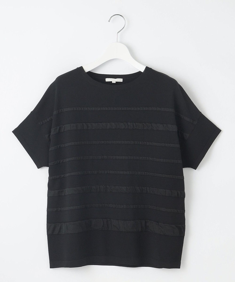 自由区 S 【接触冷感・UVカット・洗える】クレープストレッチボーダー ニット 