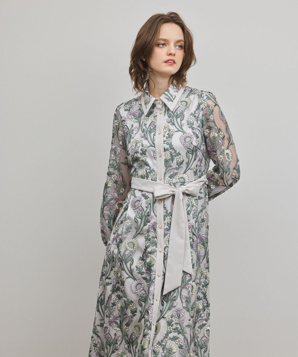 GRACE CONTINENTAL マルチフラワー刺繍フレアワンピース 