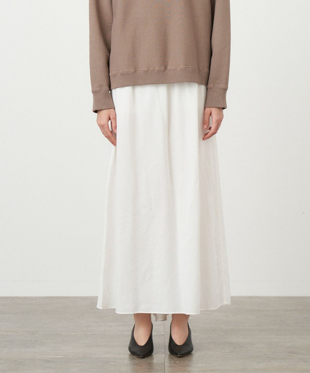 ATON VISCOSE CLOTH | バックフレアスカート WHITE
