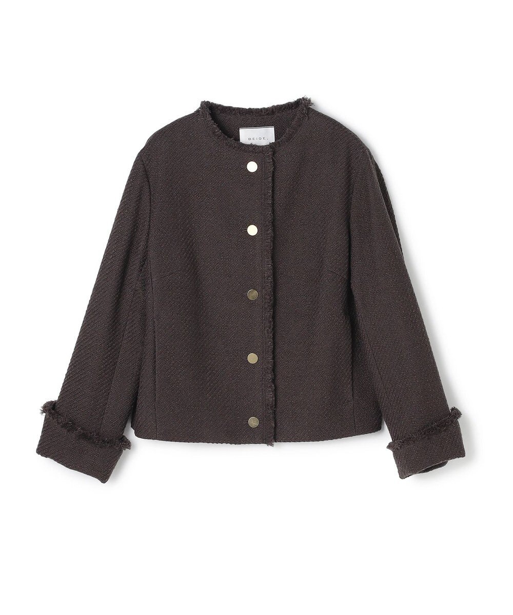 BEIGE， 【Oggi 10月号掲載】MULLIN / ウールツイードメタルボタンノーカラージャケット 