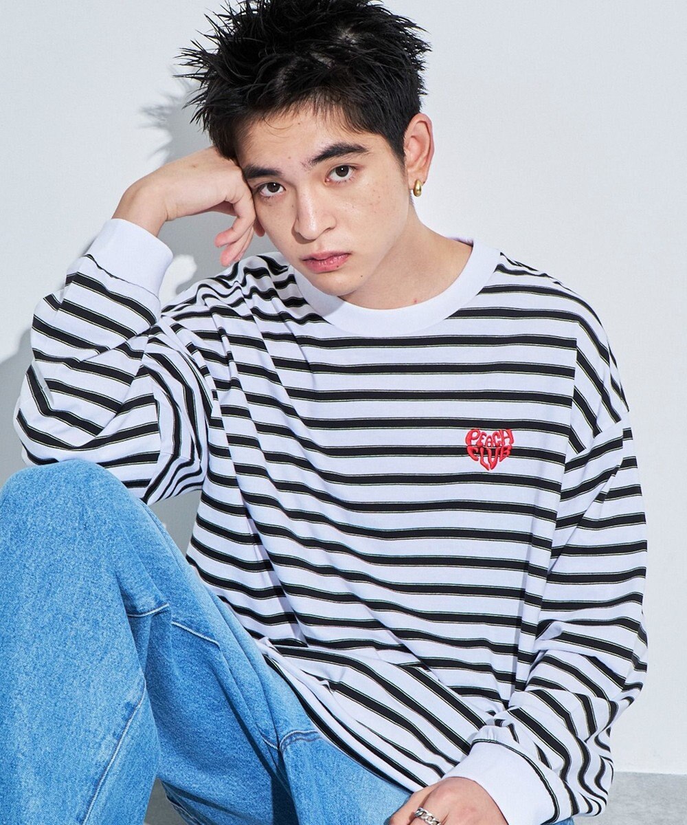 WEGO 【MLサイズ展開】ボーダーワンポイントT（LS） 