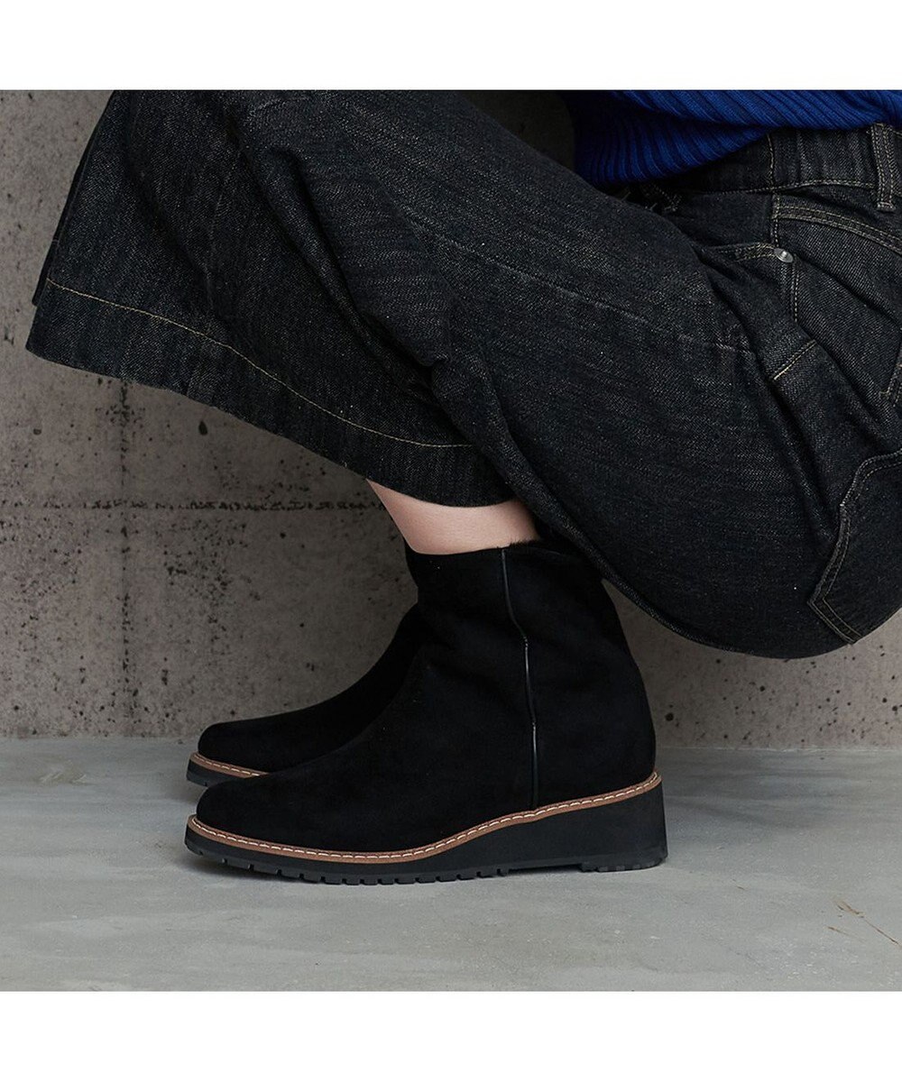 MODE ET JACOMO <carino>【レイン・スノー対応】ウエッジヒールショートブーツ 