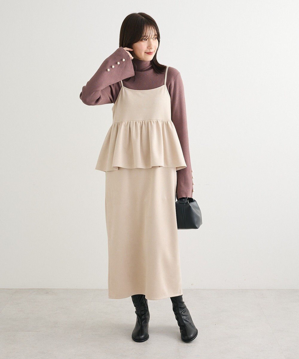 Green Parks スウェードポンチペプラムキャミワンピース 