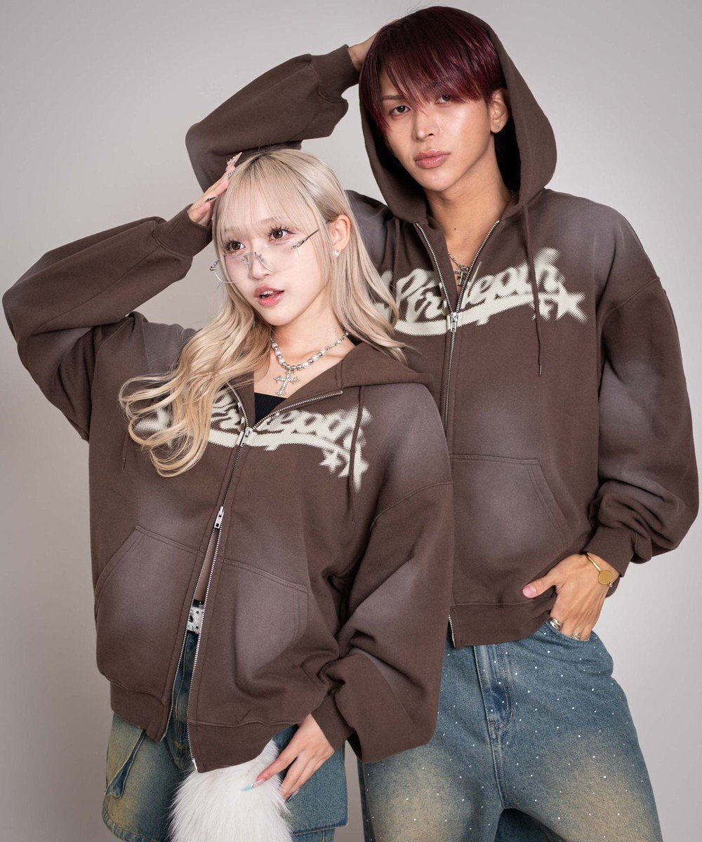 WEGO 【ユニセックス着用ITEM/MLサイズ展開】グラフィックZIPパーカー 