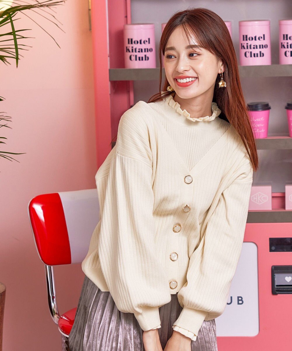 Tiaclasse 【洗える】シェルボタンカーディガン 