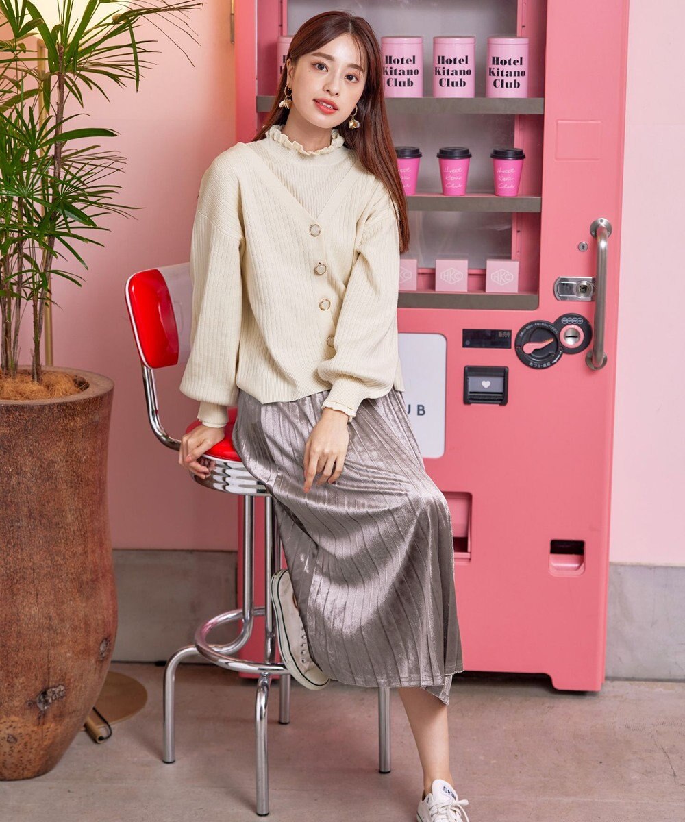 Tiaclasse 【洗える】シェルボタンカーディガン 