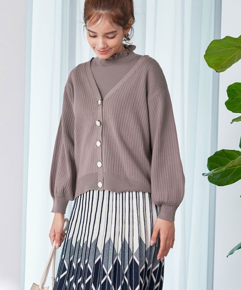 Tiaclasse 【洗える】シェルボタンカーディガン 