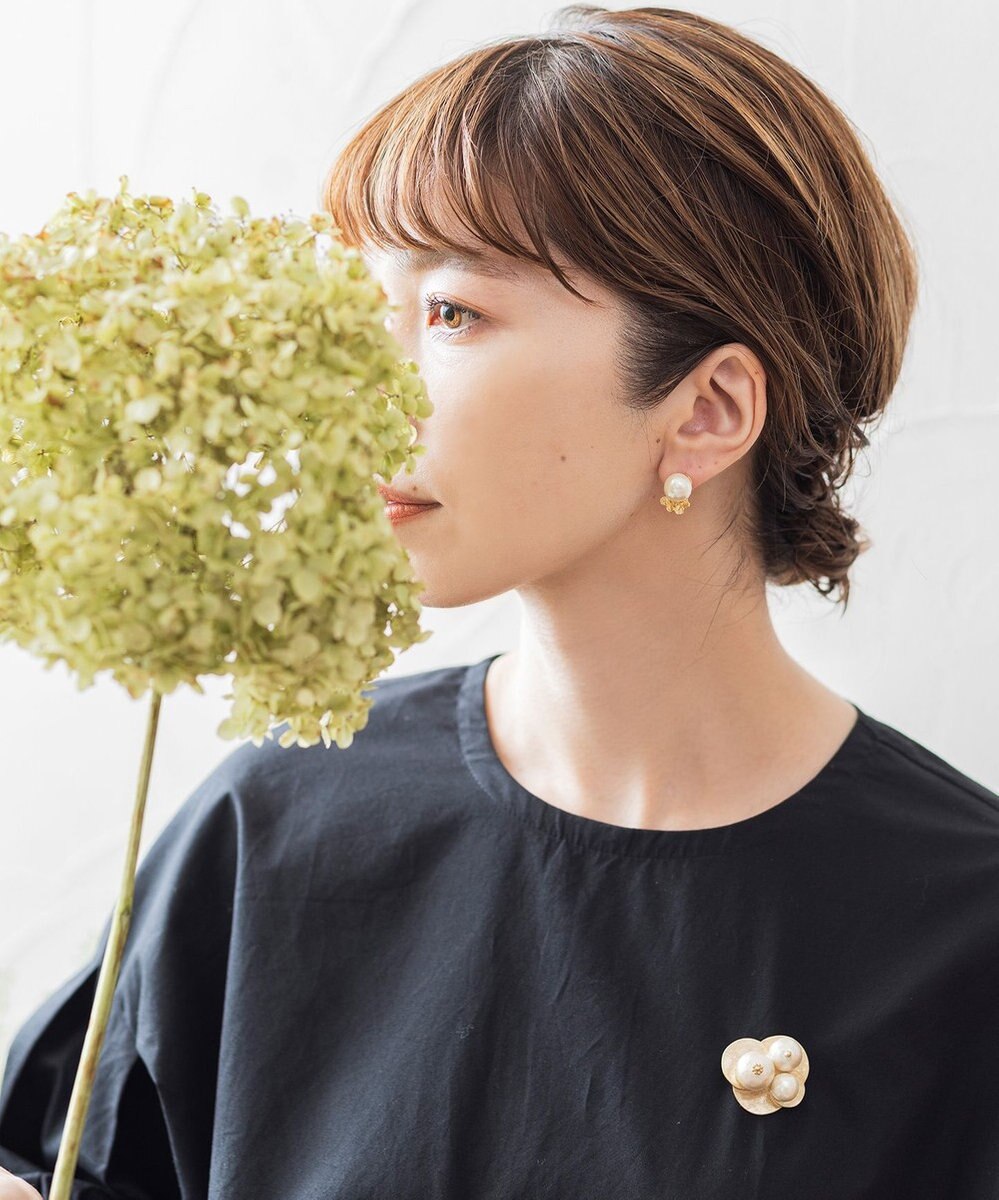 Pisceans フローラル&コットンパールイヤリング 