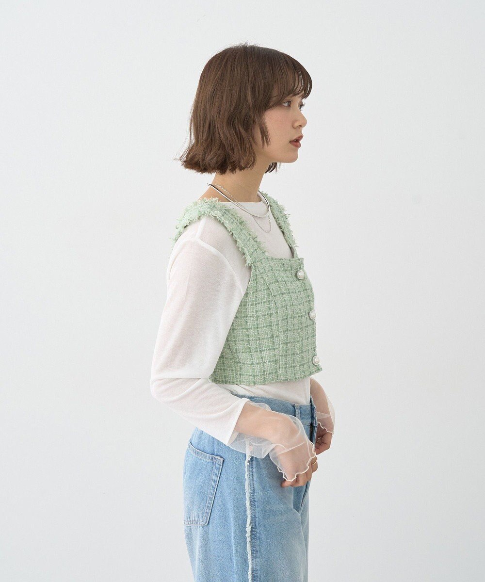 earth music&ecology 【セットアップ可】フリンジツイードビスチェ 